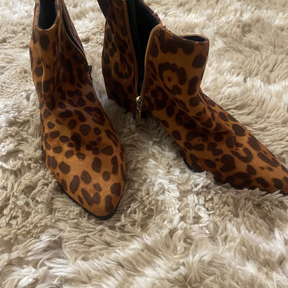 A New Day Leopard Print low heel booties Size 7